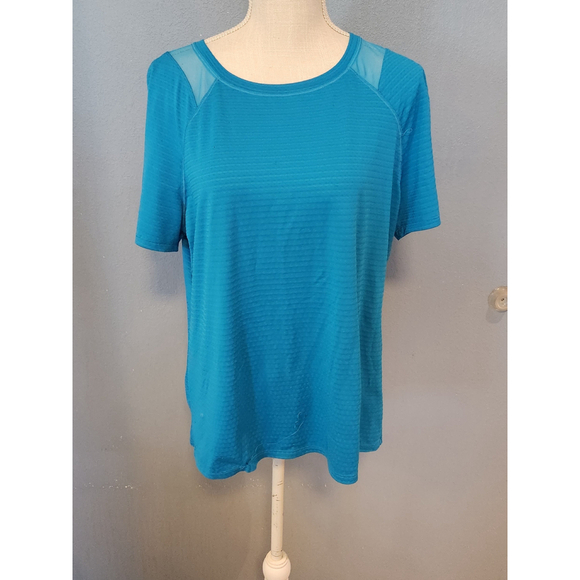 Avia Tops - Avia textured mesh details high-low hem scoopneck lightweight tunic top